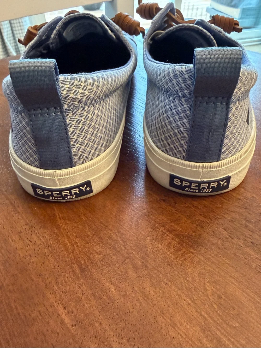 Sperry Light Blue Plaid Slip On Sneakers - Picture 7 of 11